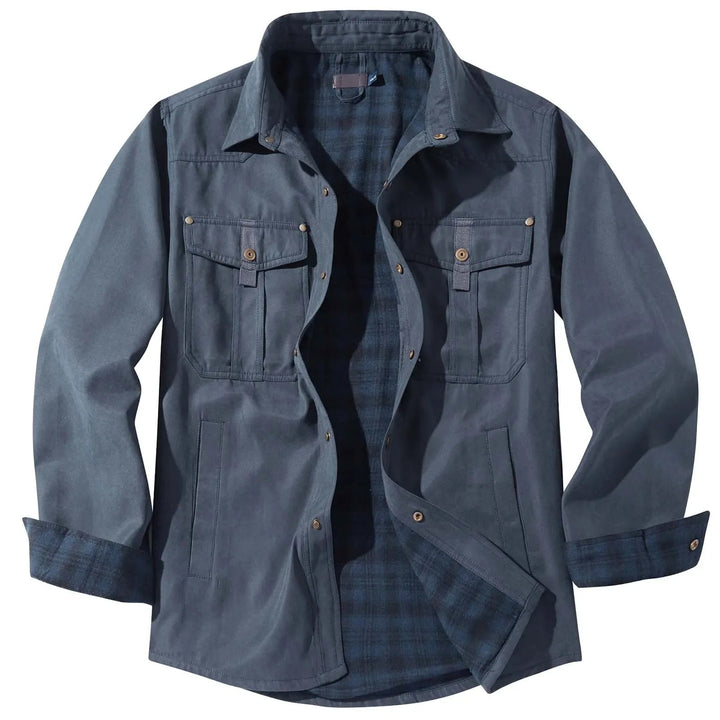 Drune | Plus Size Flanell Herrenjacke mit Karomuster und abnehmbarer Kapuze