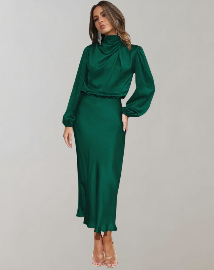 Drune | Elegantes Abendkleid für Damen Lang Langärmelig