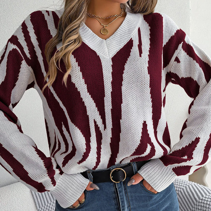 Drune | Modischer Pullover mit Gestricktem Farbblock
