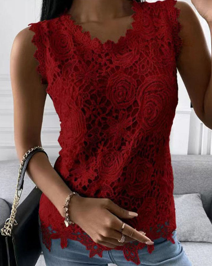 Drune | Elegante Bluse In Einer Einfarbigen Farbe mit Spitze