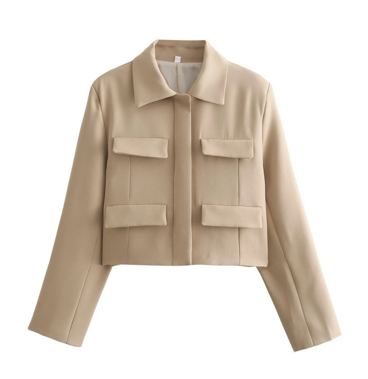 Drune | Bomberjack Damen Kurzjacke mit Vier Fronttaschen und Minimalistischem Design