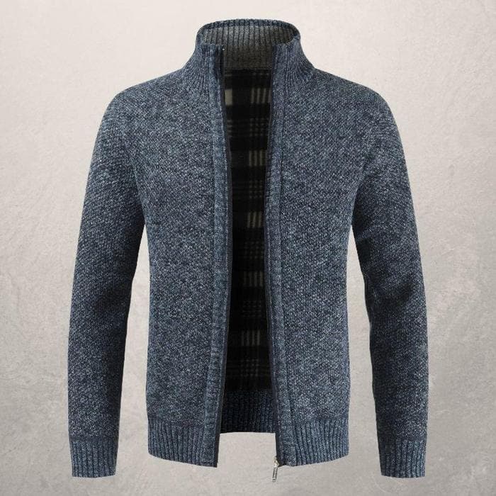 Drune | Strickjacke Reißverschluss Hoher Kragen Gefüttert Gerippte Bündchen Und Saum