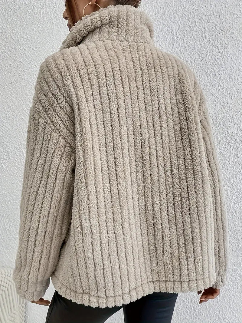 Drune | Pelzjacke Weiches Kunstfell Knielang Klassischer Knopfverschluss