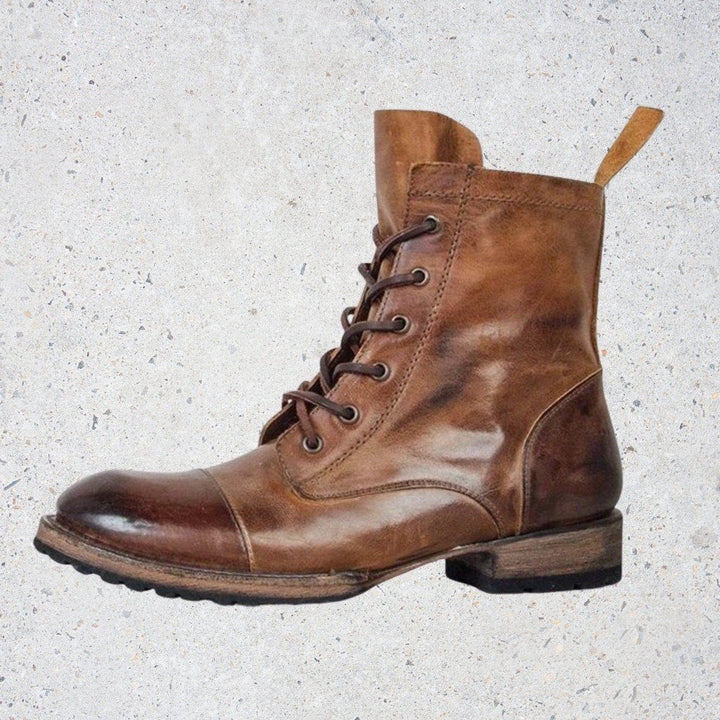 Drune | Retro Lederstiefel Mit Schnürsenkeln