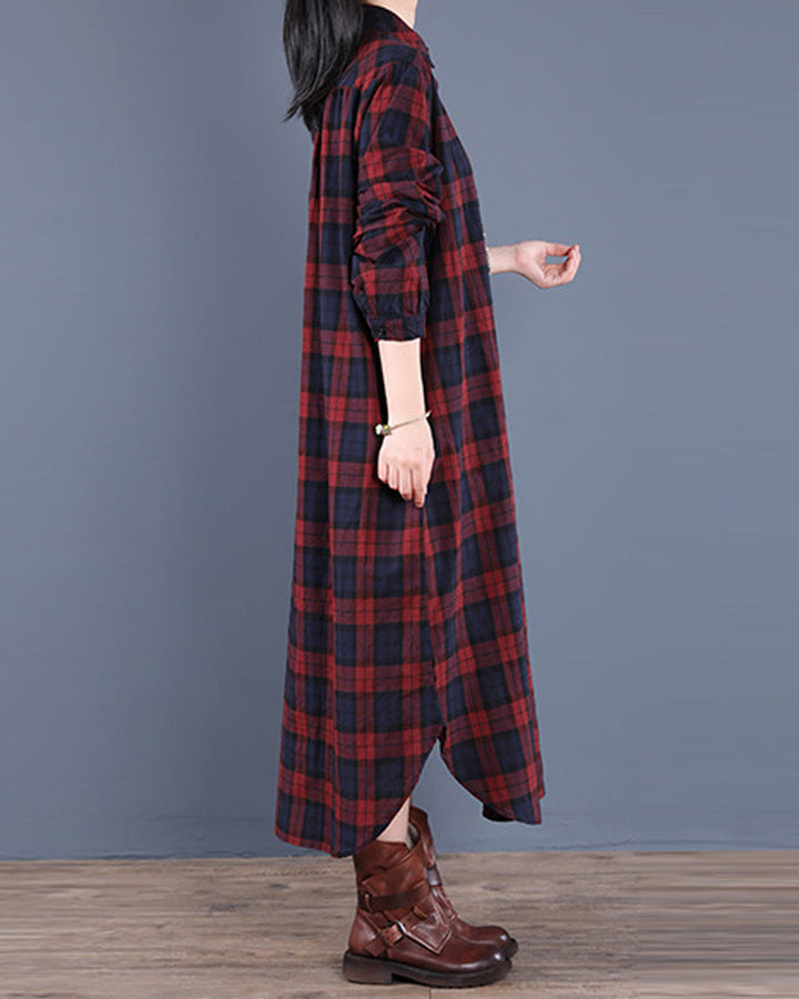 Drune | Langärmliges Karo-Hemdkleid