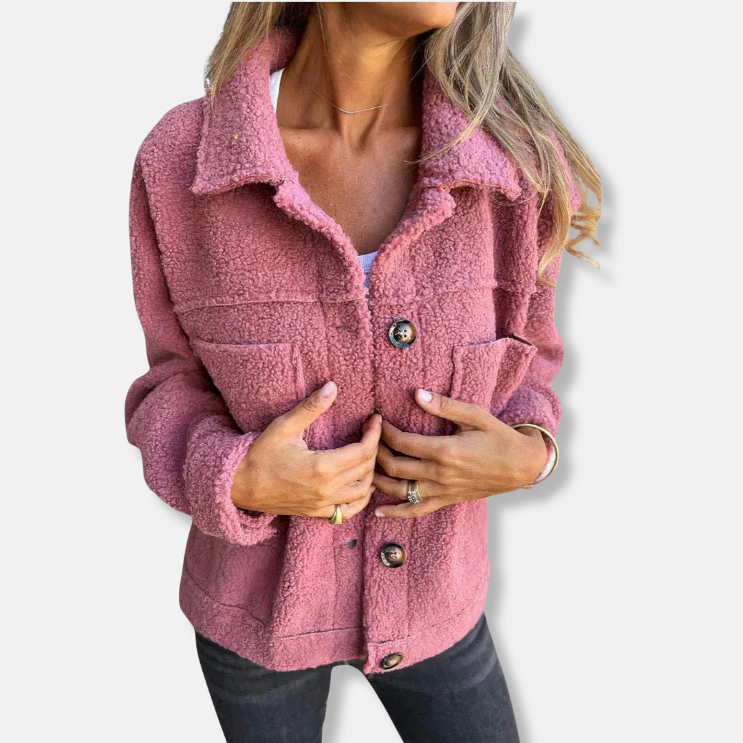 Drune | Sherpa Jacke Weiche Flauschige Textur Lässige Passform Knopfverschluss Und Taschen