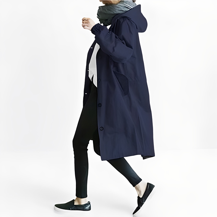 Drune | Damen-Hoodie-Regenmantel, wasserfest