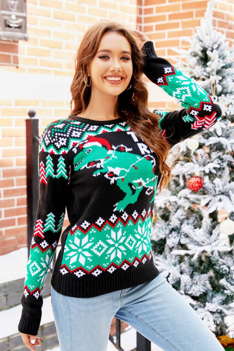 Drune | WEIHNACHTS-DINOSAURIER STRICKPULLOVER