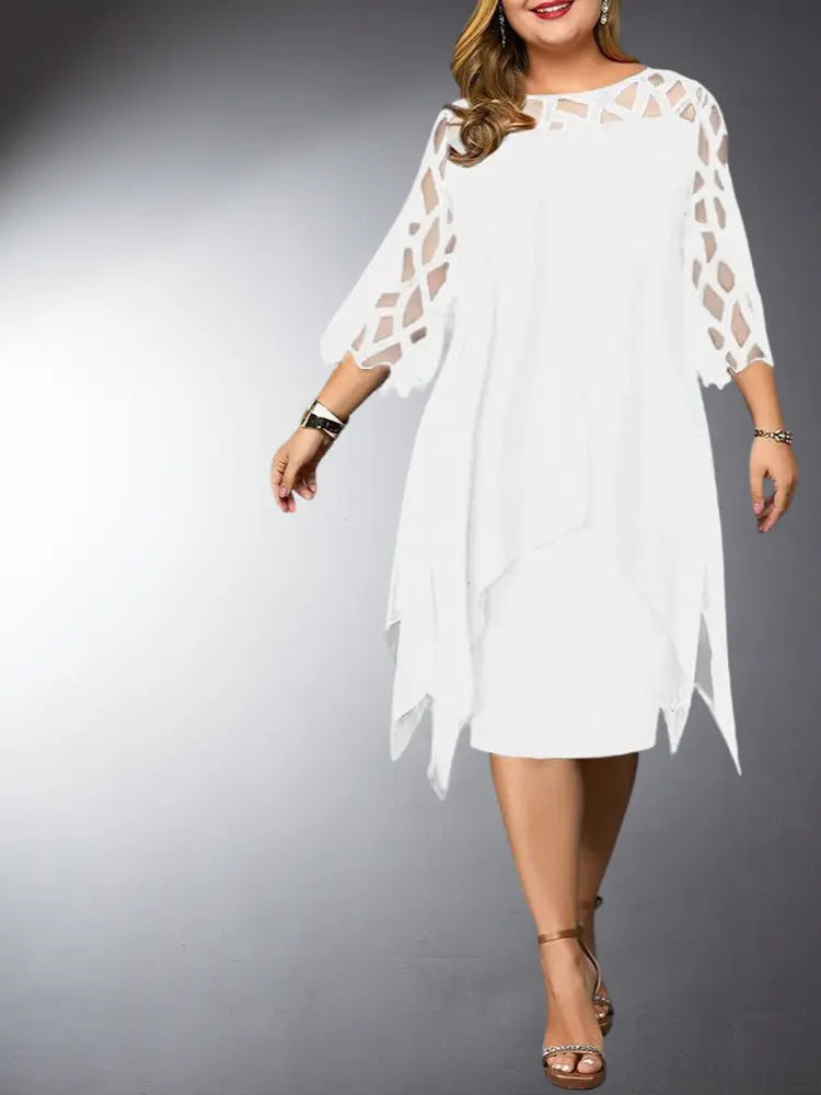 Drune | Elegantes Plus Size Spitzen-Midi-Kleid