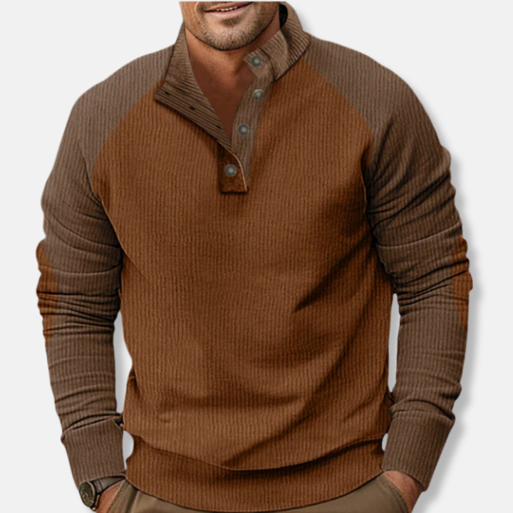 Drune | Baumwolle Stehkragen Pullover Raglan Ärmel Ripp Pullover