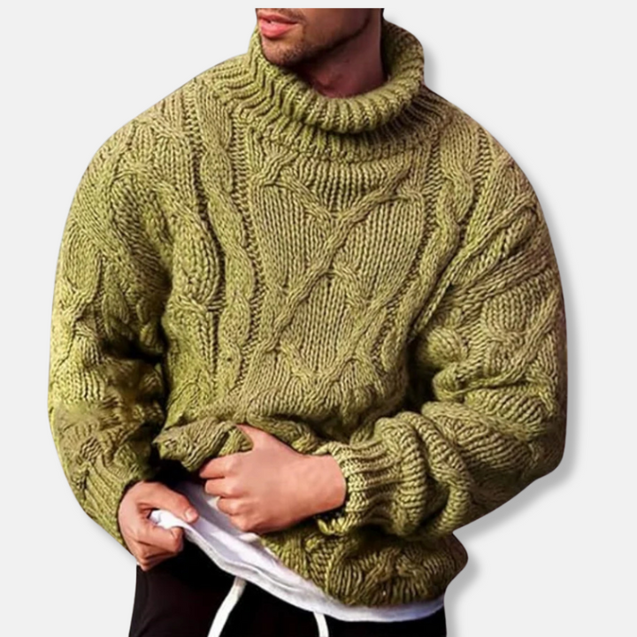 Drune | Rollkragen Wollmischung Lockere Passform Zopfmuster Pullover