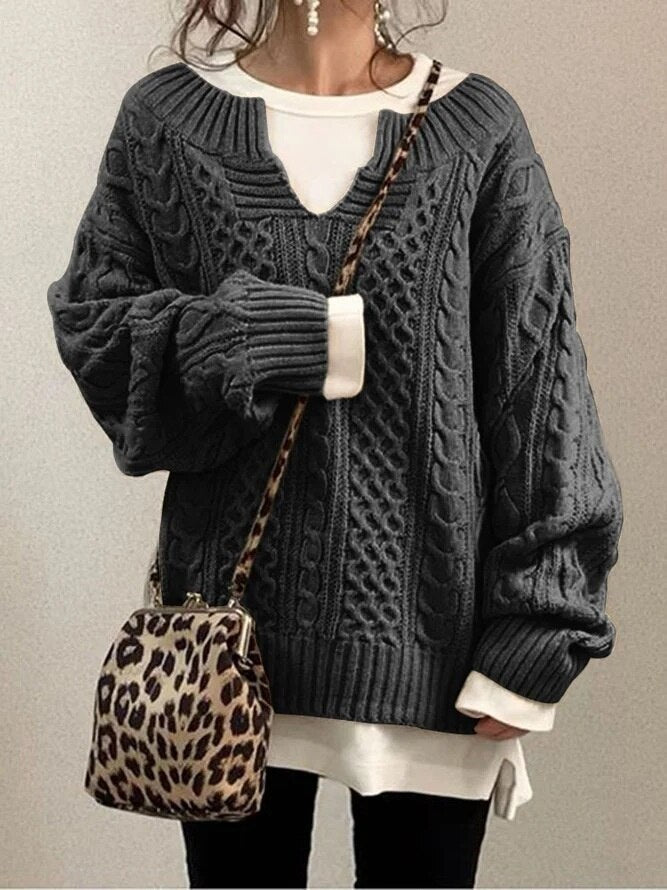 Drune Luxe Sweater | Bequemer warmer Oversized-Zopfpullover aus weichem Material