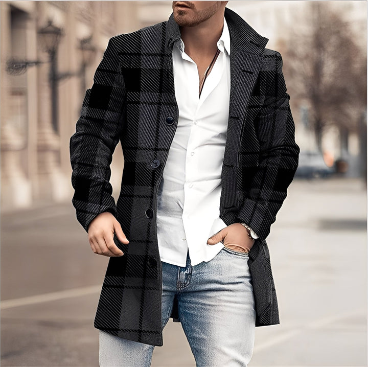 Drune | Lässiger Langer Tweed-Mantel für Herren