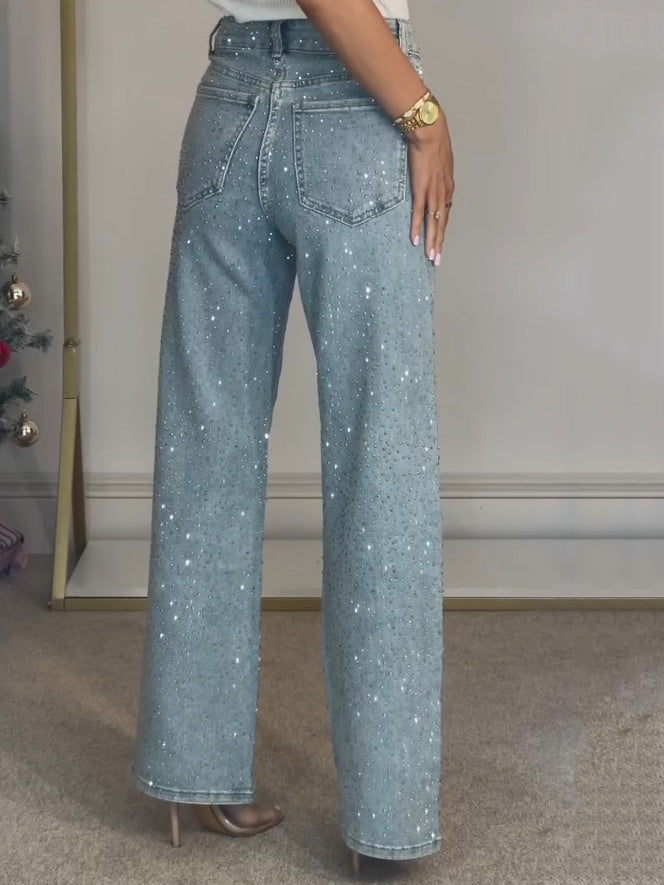Jeans High Waist Diamant Details