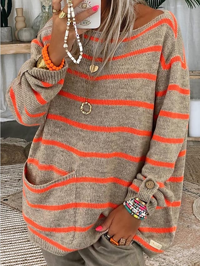 Drune | Women's striped sweater – Soft, warm winter sweater