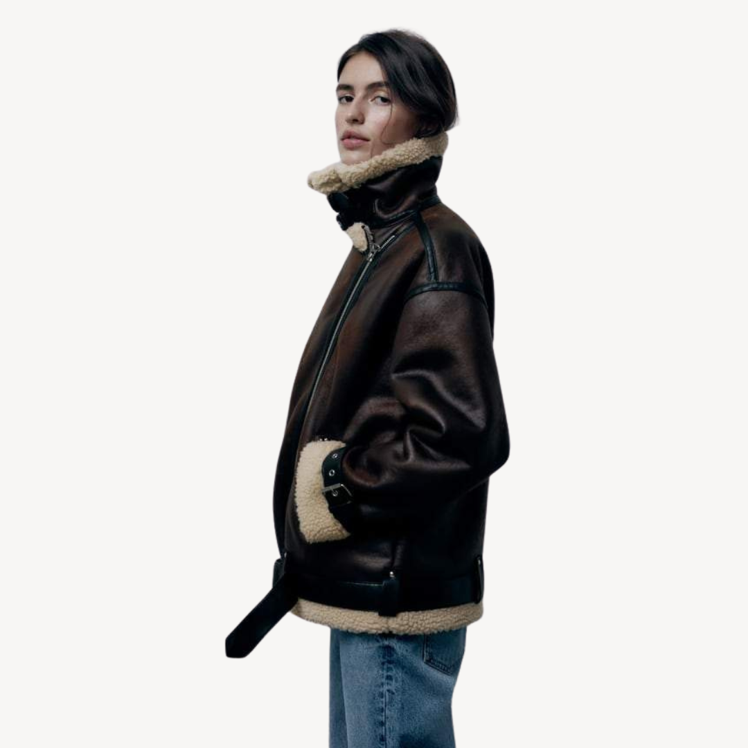 Drune | Shearling Bikerjacke für Frauen