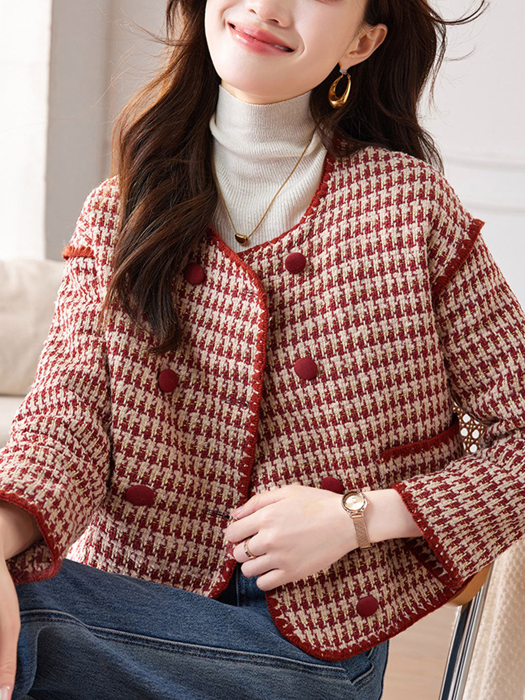Drune | Klassische Rundhals-Tweedjacke