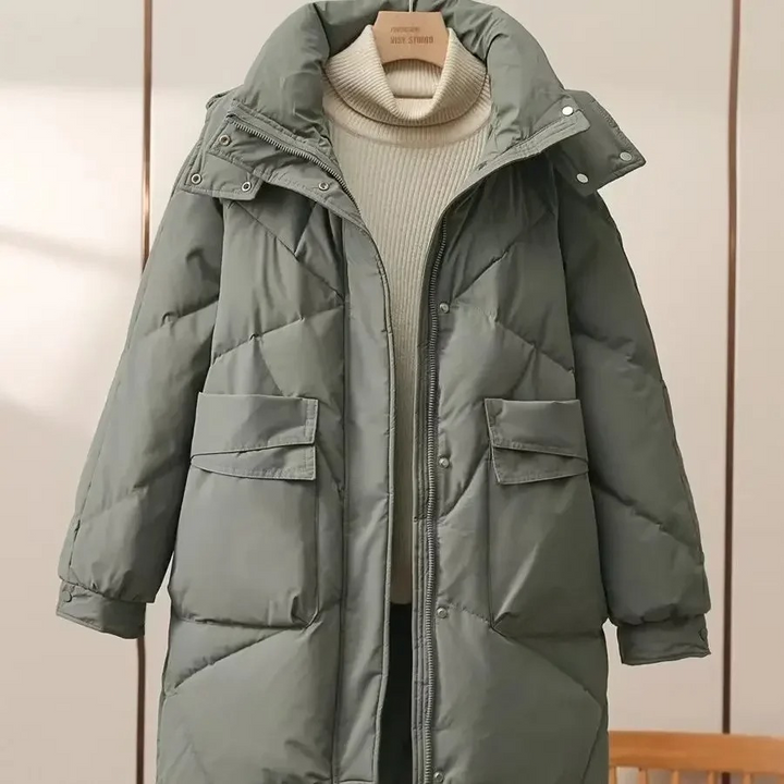 Drune | Stylische Graue Leichte Pufferjacke mit Umlegekragen für Frauen