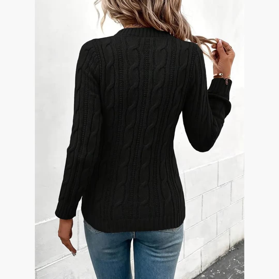 Drune | Eleganter Kabelstrickpullover mit Rundhalsausschnitt für Damen