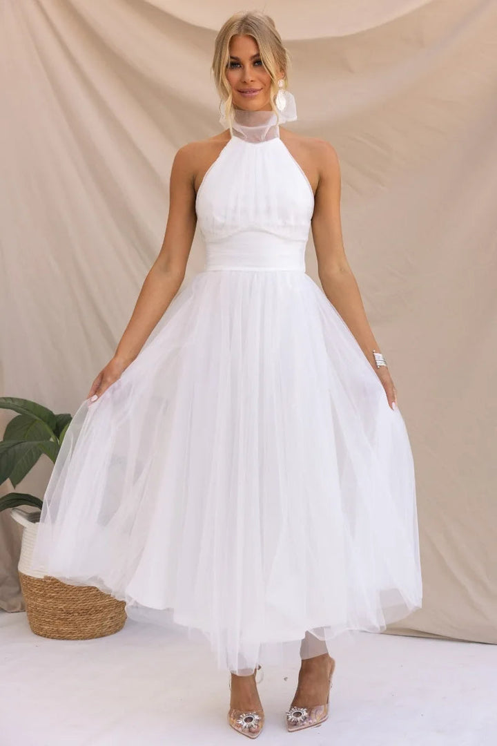 Drune | Halter Tüll Midi Kleid