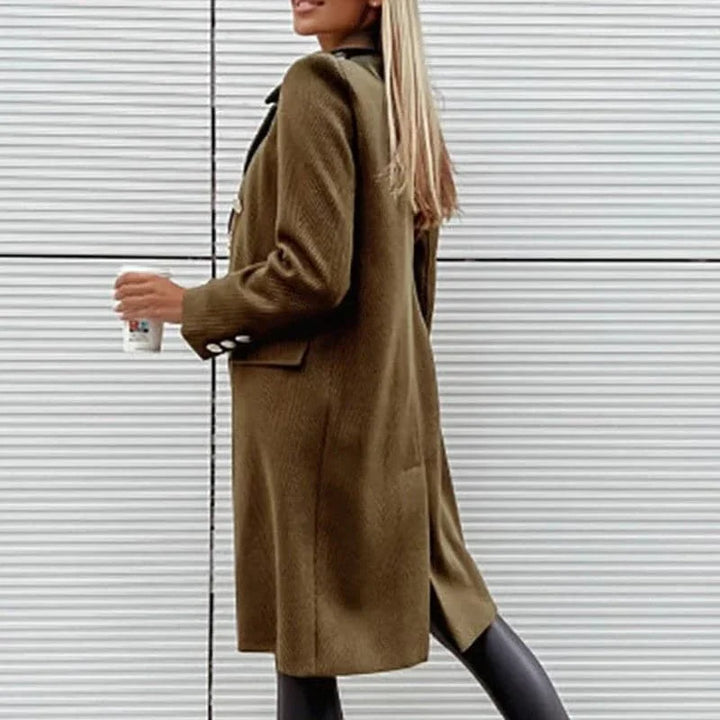 Drune | Doppelreiher Lang Und Elegante Breiter Kragen Strukturiert Passform