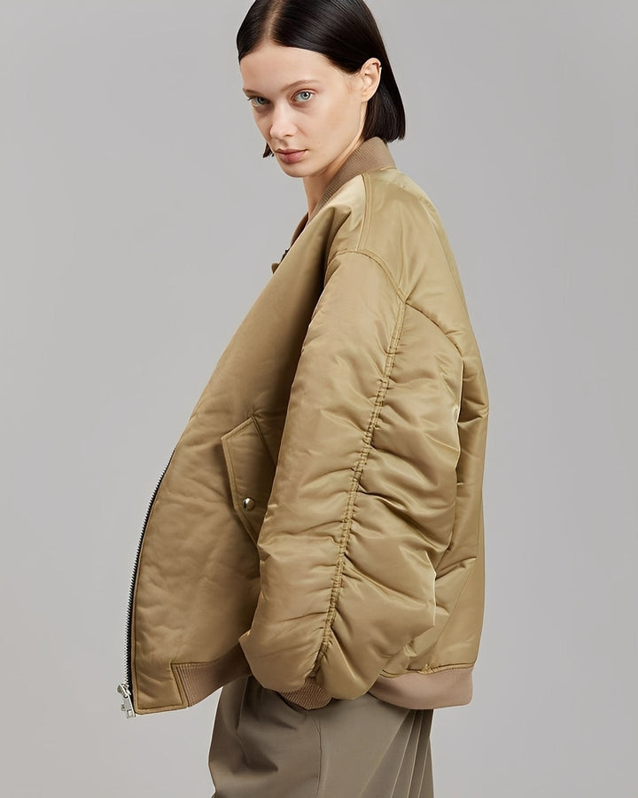 Drune Damen Oversize Bomberjacke mit Reißverschluss