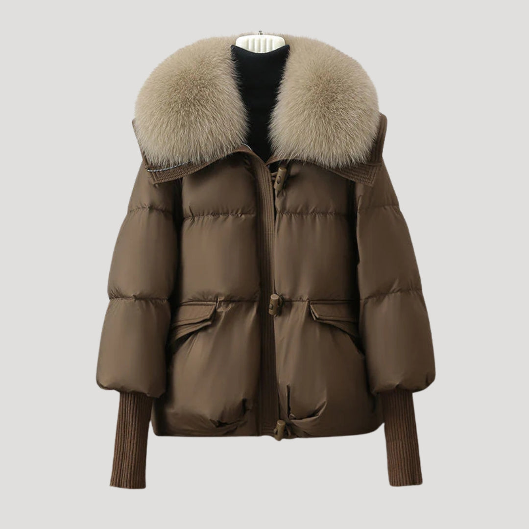 Drune | Damen Schneemannjacke Kunstfellkragen Wintermantel