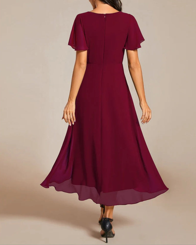 Drune | Kleid mit V-Ausschnitt und Rüschenärmeln