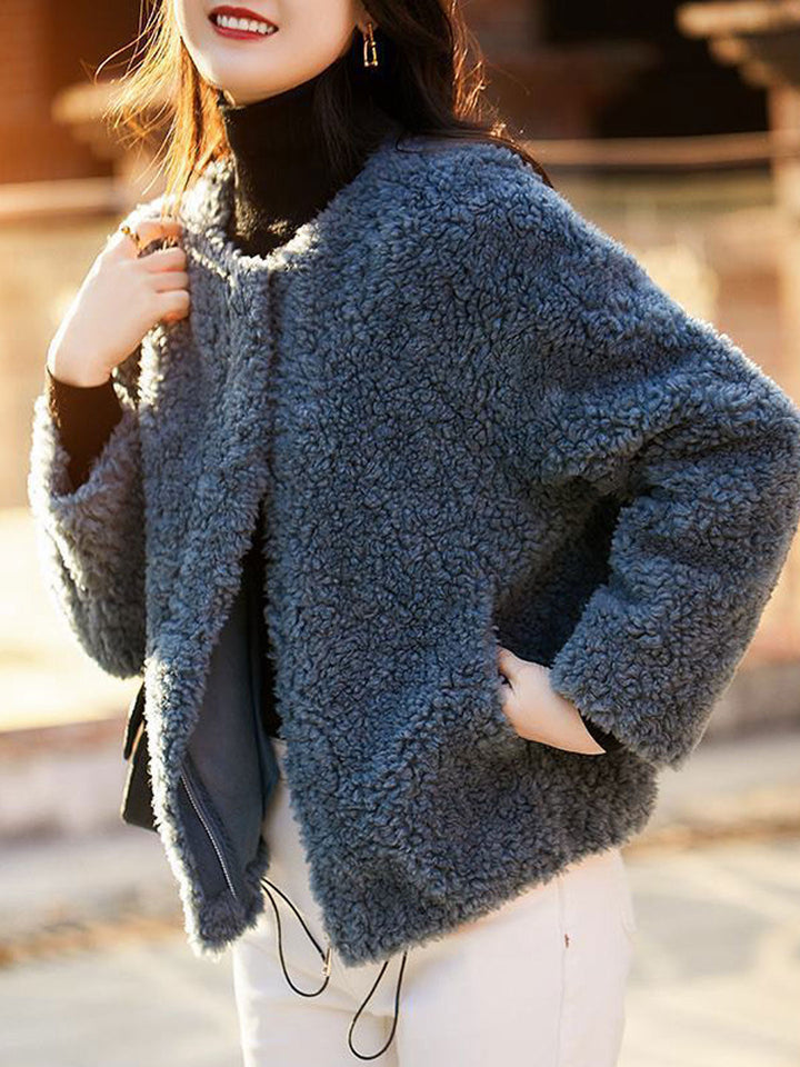 Drune | Lässige einfarbige Struktur-Fleece-Oberbekleidung