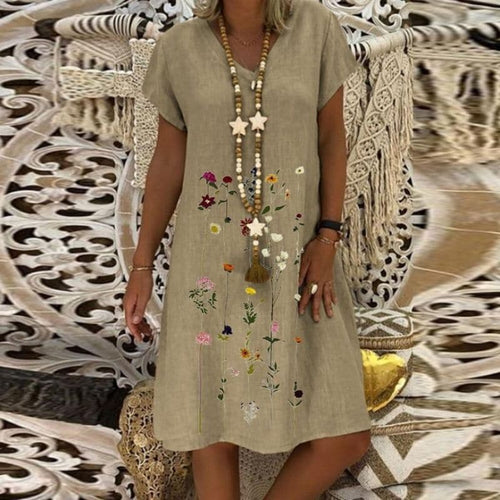 Drune | Bequemes Leinenkleid mit elegantem Muster