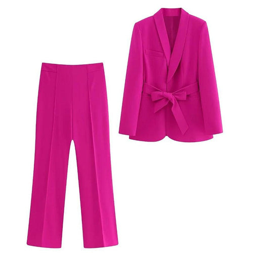 Drune 2-teiliger Damenanzug | Eleganter Blazer mit Gürtel und passender Hose