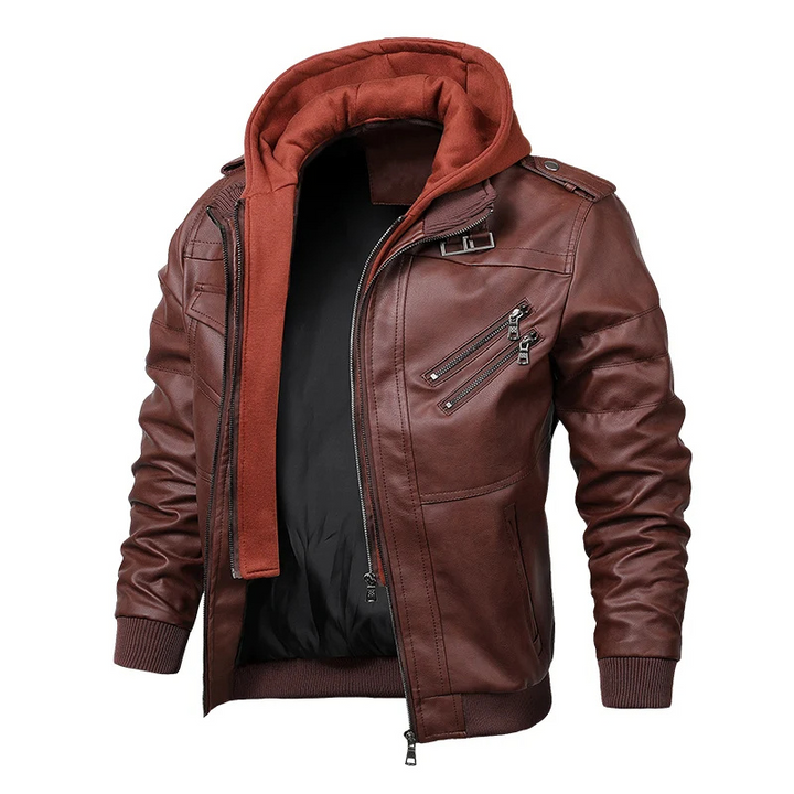 Drune | Lederjacke Herren Mit Reißverschluss, Klassische Jacke Aus Echtleder