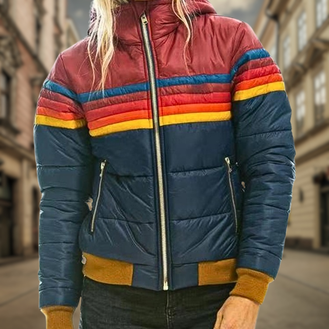 Drune | Puffer-Jacke - Reißverschluss mit gestreiftem Brustdetail
