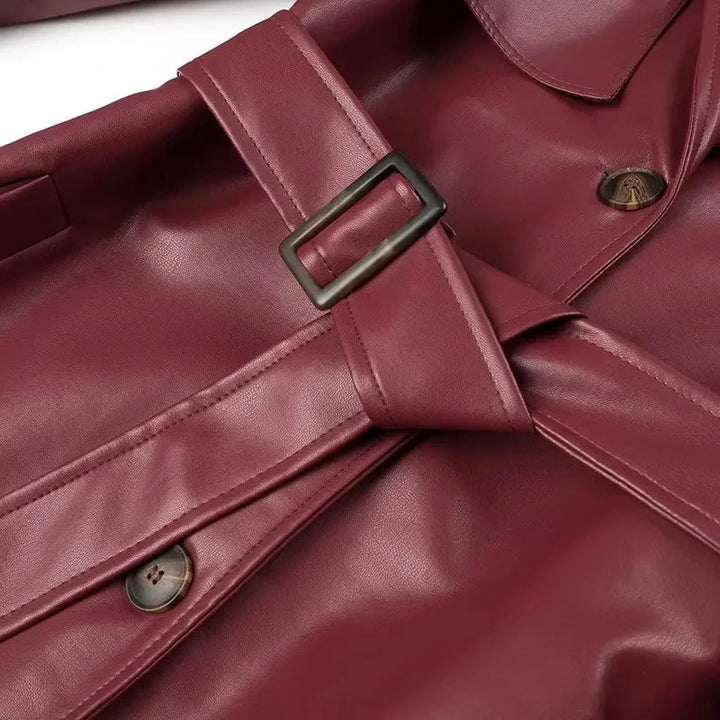 Drune | lange Retro-Jacke mit Gürtel
