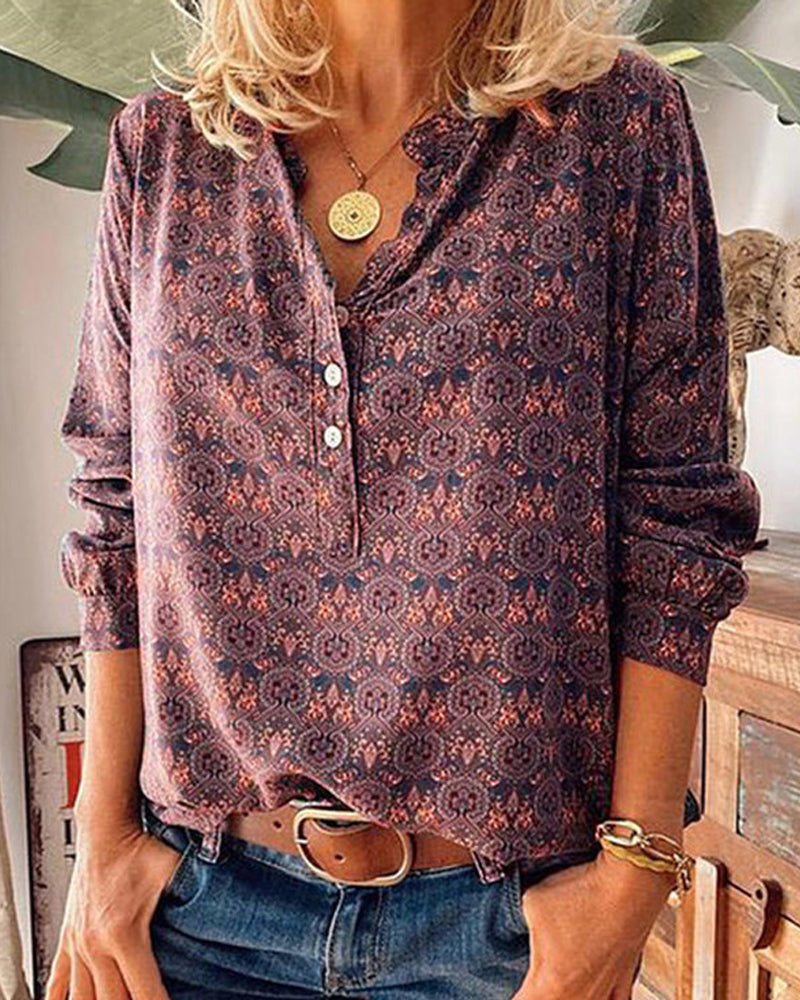 Drune | Bluse mit Vintage Print