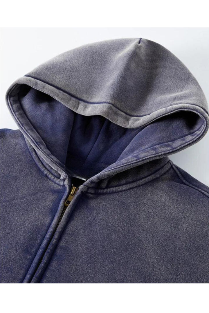 Drune | Kapuzenpullover Reißverschluss Gerippte Bündchen Bequem Und Warm