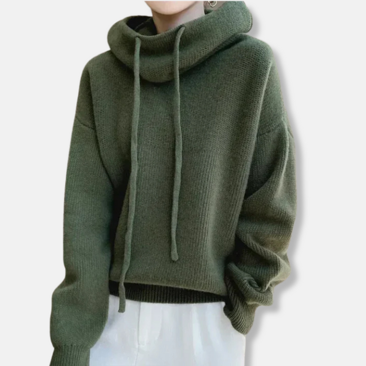 Drune | Gestrickter Sweatshirt - Übergröße Entspannt Passform - Weiches Strickmaterial - Kapuze mit Kordelzug