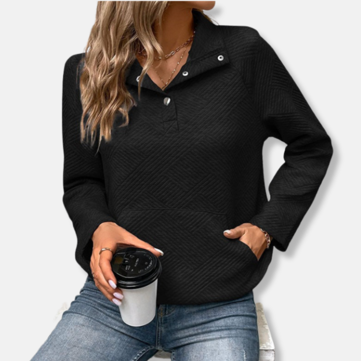 Drune | Baumwolle Gestepptes Sweatshirt Lässiger Schnitt mit Kragenpullover