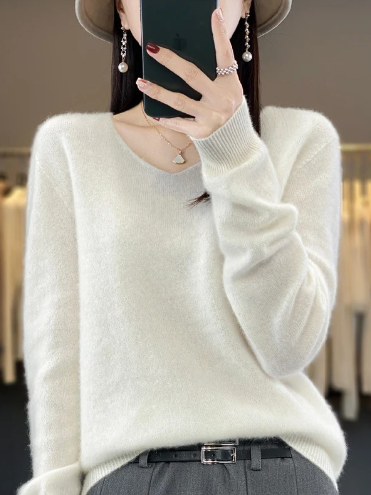 MonAmi V-Ausschnitt Leichtgewicht Kaschmir Pullover Damen