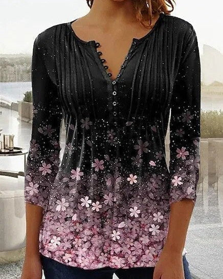 Drune | Blumen gestickte Bluse mit Ärmeln für Frauen