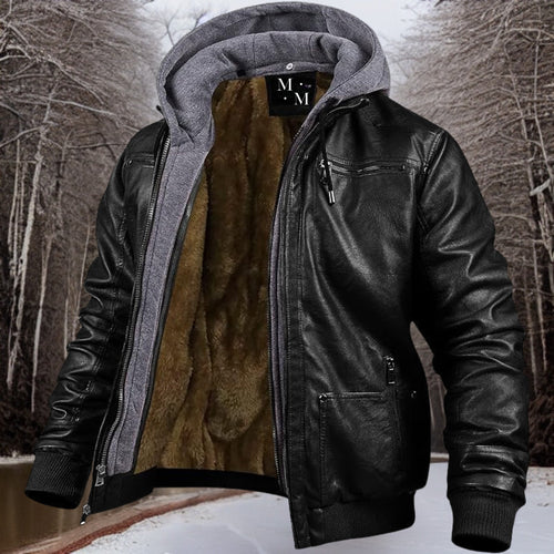 Drune | Lederjacke mit Kapuze für Männer