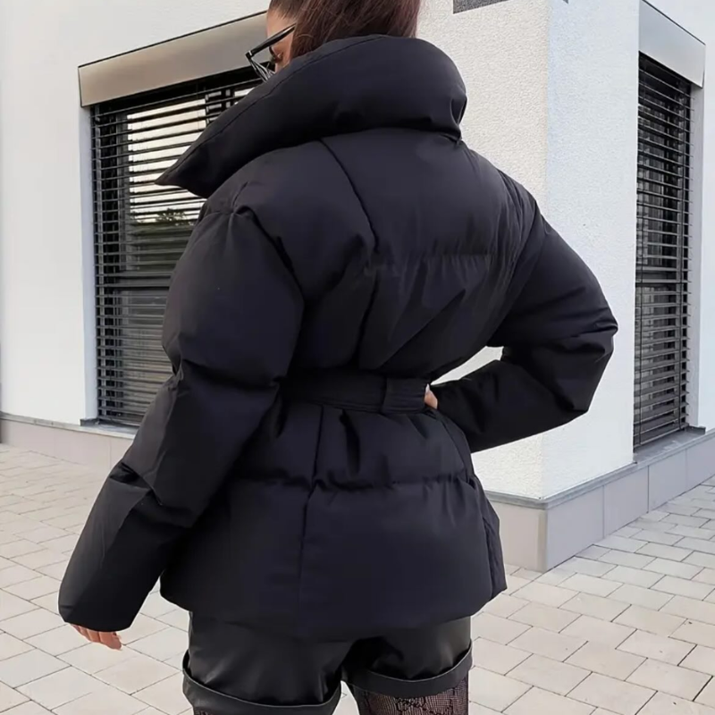 Drune | Winter Kurzjacke - Tailliert Schwarz Mit Gürtel