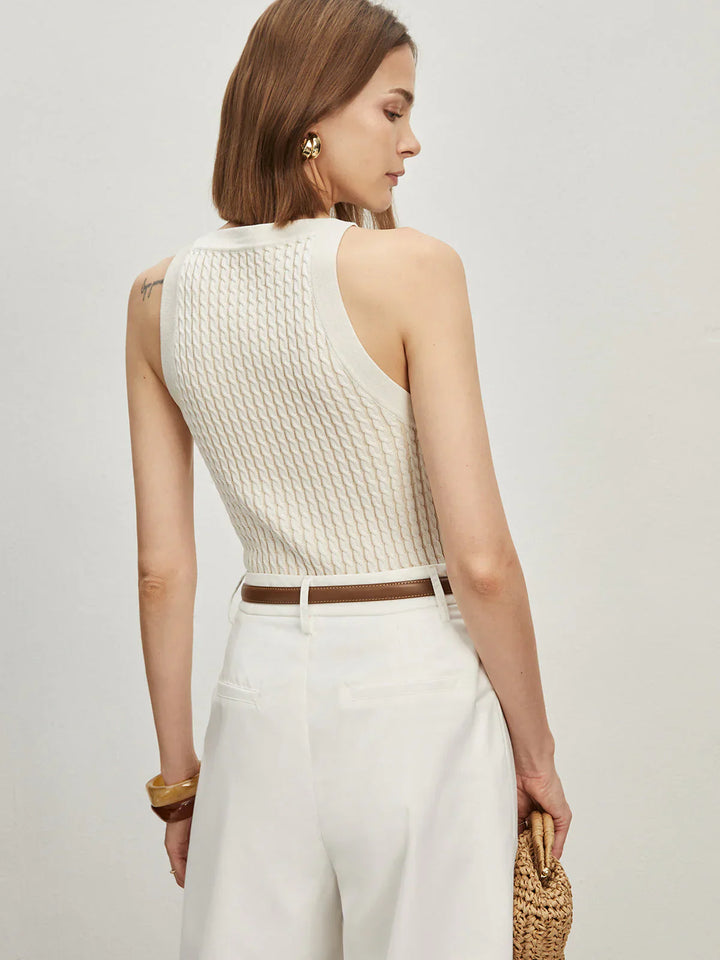 Drune | Ärmelloses Stricktop Strukturiertes Design Elegant und Zeitlos