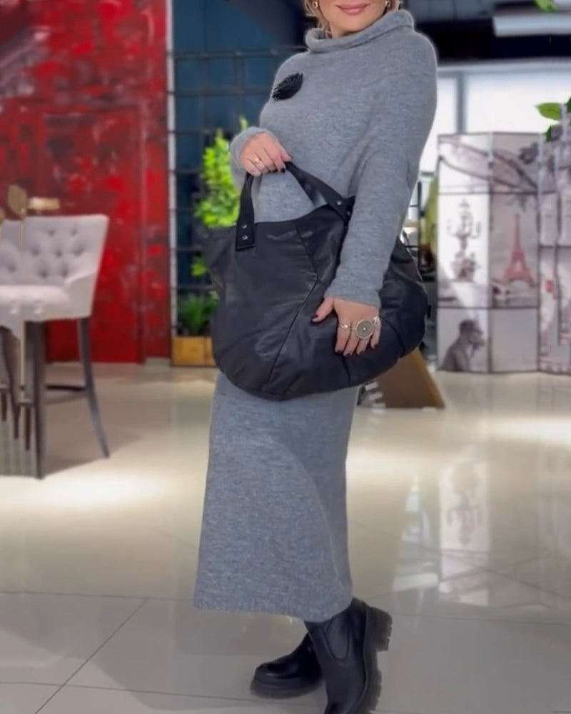 Drune | Kleid mit Rollkragen und Langen Ärmeln