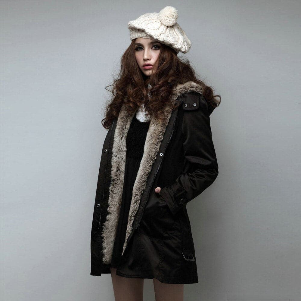 Drune | Kunstpelz gefütterter Parka Kapuze Mid Thigh Parka