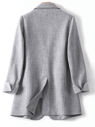 Drune | Langer Damen Blazer mit Gestreiftem Futter und Aufgeschlagenen Manschetten