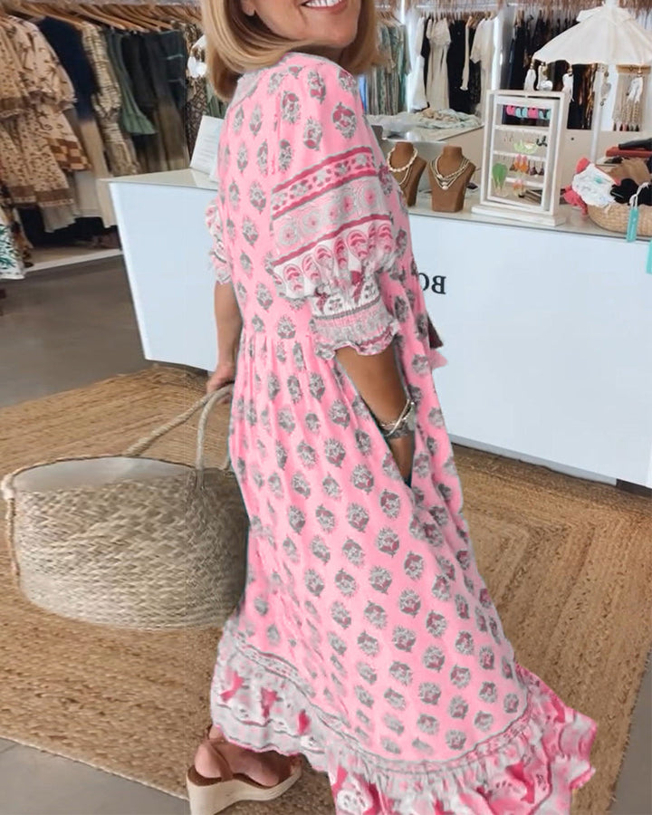 Drune | Boho Halblangenärmel Kleid