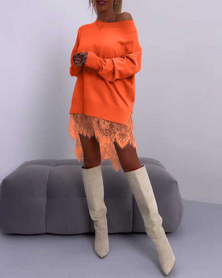 Drune | Einfarbiger Schulterfreier Schmaler Pullover