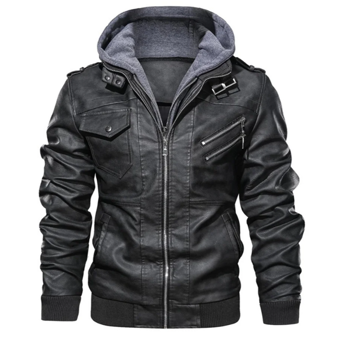 Drune | Lederjacke Mit Kapuze Für Herren