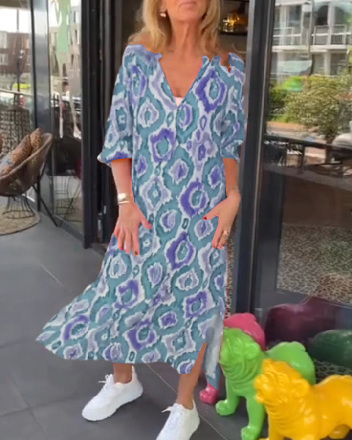 Drune | Kleid mit Motivdruck und Halbärmeln